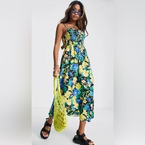 Topshop Floral Dress with Yellow and Blue Hues